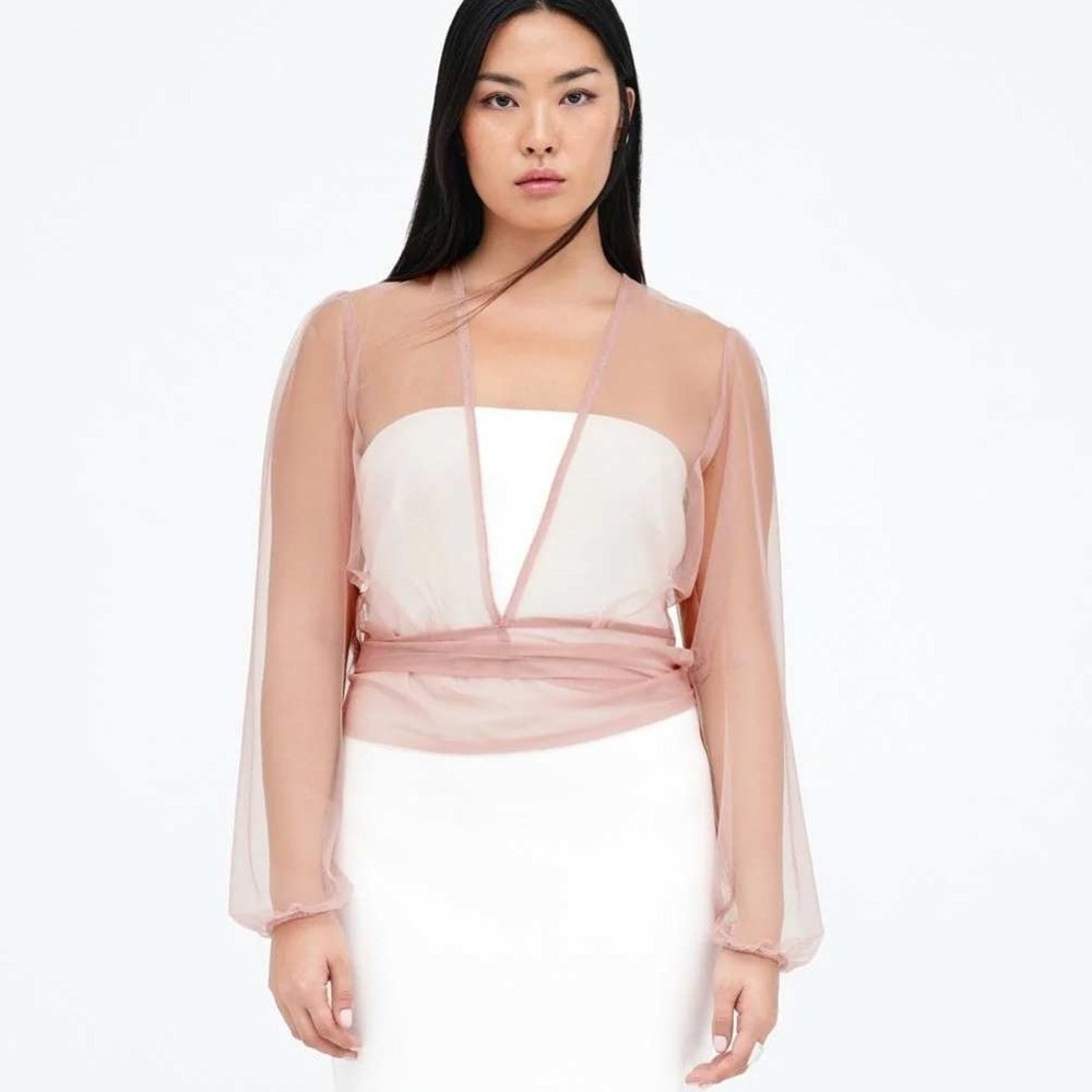 Marcella Women L Sheer Wrap Bolero Dusty Pink Topper Balletcore Romantic Etheral